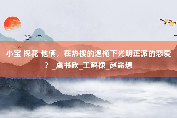 小宝 探花 他俩，在热搜的遮掩下光明正派的恋爱？_虞书欣_王鹤棣_赵露想